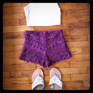 Purple lace shorts